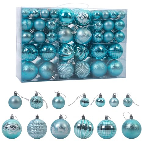 100 STÜCK Weihnachtskugeln, bruchsichere Kugeln, Weihnachtsbaumschmuck, Ornamente für Weihnachten, Hängedekorationen (Blau)