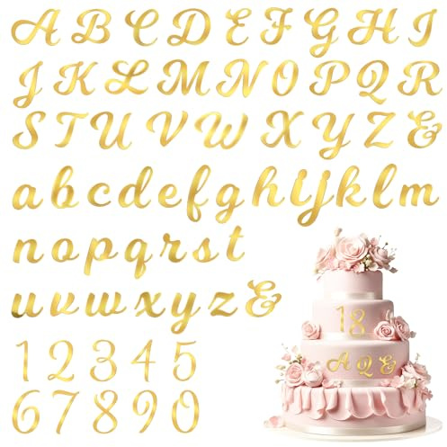64 Stück Tortendeko Buchstaben Gold,Acryl Zahlen Tortendeko,Personalisiert Cake Topper,Alphabet A-Z,Zahlen 0-9,für Torte,Geburtstag,Hochzeit,Jubiläum,Feier Party