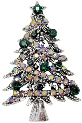 GFM® Women's Sparkly Christmas Ladies Brooch Pin - Santa Claus, Christmas Tree, Wreath, Rudolph, Candy Stick, Snowman, Reindeer (BRCH-CHRIS-C)