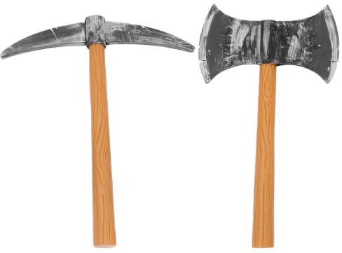 Veemoon Accessori Realistici di Strumenti per Cosplay 3 Pezzi Set Piccone Doppia Faccia e Pala in Plastica e Schiuma Bordi Arrotondati Facili da Pulire per Feste di Halloween e Spettacoli