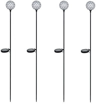 Dehner Solar Dekostab Diamant, 4 Stück, Metall/Glas, silber/schwarz, 126 x 27 x 19 cm