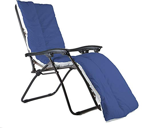 Lancashire Textiles Supreme Quality Sun Lounger Recliner Patio Garden Furniture Replacement Cushion Topper Pad with Elasticated Straps - Made in UK (60cm x 190cm, Navy Blue)