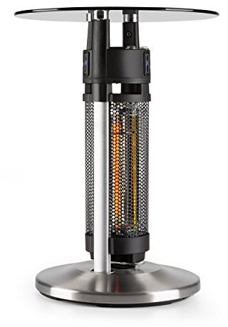 blumfeldt Primal Heat 65 - Chauffage extérieur infrarouge, Radiateur rayonnant sur pied, puissance de 1200 W, indice de protection IP24, Capteur infrarouge intégré, hauteur: 65 cm, argent