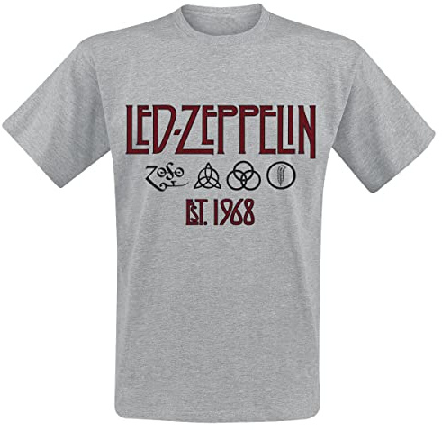 Led Zeppelin Symbols Est. 1968 Männer T-Shirt grau meliert Band-Merch, Bands