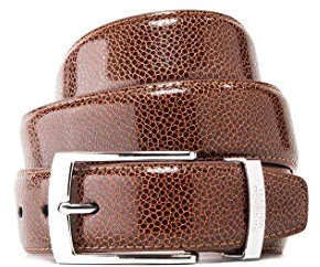 Vincenzo Boretti Herren-Gürtel mit silberfarbener Dornschließe, Schlangenleder-Prägung, Metalllogo, 35 mm Breite cognac 95 cm