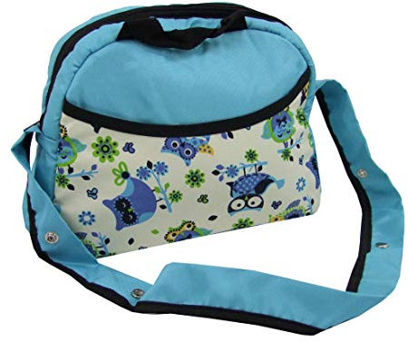 BAMBINIWELT Wickeltasche, Tasche, Babytasche für Buggy oder Kinderwagen KLEIN (Eule $10 türkis)