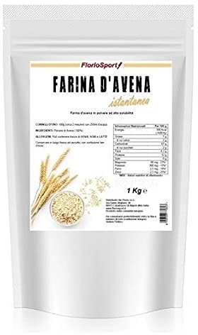 FlorioSport, Farina D'Avena Istantanea, 1000 g (1 Kg) Neutra o Aromatizzata | Alto contenuto di Proteine e Fibre | Senza Zuccheri Aggiunti | Senza Glutine | Senza OGM (Neutro)
