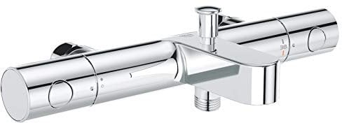 Grohe 34770000 Grohtherm 800 Cosmopolitan Mitigeur thermostatique pour baignoire sans raccordement avec poignée métallique ergonomique et bouton économie Chromé