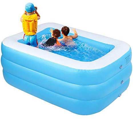 𝐍𝐞𝒘 𝐘𝐞𝐚𝐫Piscina Gonfiabile per Bambini, Piscina Gonfiabile per Bambini Uso Domestico per Bambini Piscina per Bambini Piscina Quadrata di Grandi Dimensioni Vasca da Bagno(Blu)