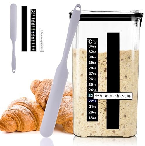 Sourdough Starter Jar Kit, 5 Unzen DIY Sauerteig-Starterglas mit Magnetstreifen, Thermometer, Obstmagnet,Wiederverwendbares Sauerteigglas-Set, Verwendung für Home Bakery & Dry Food Storage