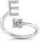 Bungsa E Ring Buchstabe - BUCHSTABEN RING silber mit Kristallen - biegbarer Fingerring/Zehenring Toering für Damen, Kinder & Herren