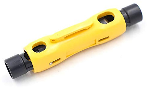 F Season Coax Coaxial Cable Wire Pen Cutter Stripper Tool for RG59 RG6 RG7 RG11, 100 Type, Cat5/6, Yellow, Metal, Ergonomic Grip