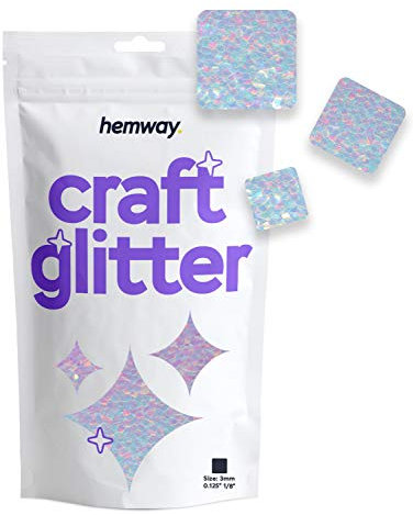 Hemway Craft Glitter - Square Shaped 50g Mother of Pearl Iridescent | Metallic Sequin for Resin & Epoxy Crafts | Supplies for Tumblers, Cards, Jewellery, Candle, Hair, Face, Body & Nail Art