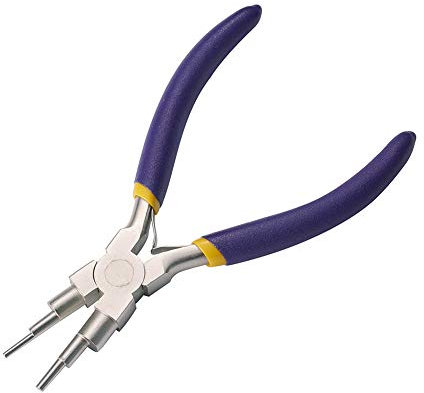 Gocelyn 6-in-1 Bügelzange zur Schmuckherstellung, Drahtschlaufen-Formwerkzeug mit rutschfestem Komfortgriff, für 2,3 mm, 3 mm, 4 mm, 5 mm, 7,2 mm, 8,6 mm Schlaufen und Biegeringe