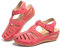 Sandale Femme Compensées Confort Mules Été Et Nu-Pieds Plateforme Plate Chaussures Bout Fermé Sandale Bride Cheville 1 Rouge 36 EU