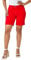 Roman Originals Stretch Shorts for Women UK Ladies Pull On Turned Hem Cut Off Bengaline Mom Boyfriend Boy Denim Casual Cropped Pants Capri Slim Fit Turn Up Summer Crops Mother - Red - Size 20