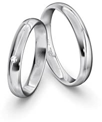 JC Trauringe Gold 333 Gold Paarpreis Poliert I Partnerringe Weißgold mit Gravur in edler Schatulle I 2 Hochzeitsringe Herrenring ohne & Damenring mit Zirkoniasteine I ICT57