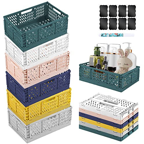 Kiswleon 6 Stücke Klappbox,Folding 22*15*8.7cm Klappbox Klein,Klappboxen Faltbar Stabil für Klappkiste Groß,Klappkorb Faltbar,Klappkiste Klein, Klappbox Stabil für Kinderzimmer,Küche,Arbeitszimmer