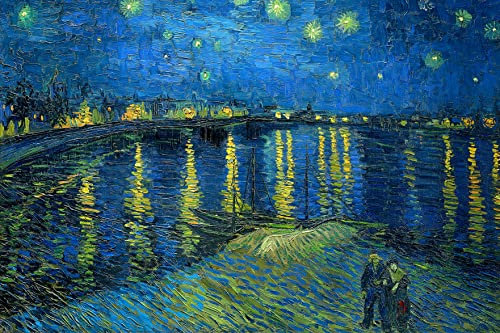 Puzzle für Erwachsene 1000 Teile Sternennacht über der Rhone von Vincent Van Gogh 27,56 x 19,69 Zoll Puzzles für Erwachsene Lernherausforderung Spielzeug Van Gogh Puzzles 1000 Teile für Erwachsene
