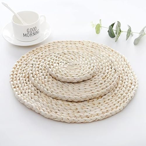 JIALIU Runde gewebte Tischsets für Esstisch, natürliches geflochtenes Rattan-Tischset, Hohle Weiden-Platzteller für Feiertags-Küchen-Tischset