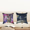 Ulticool - Kissenhülle - Astronaut über Erde Mond Rakete - Set von 2 Motiven – 45 cm x 45 cm - Dekokissen ohne Füllung - Kissenbezug Zubehör für Sofa/Bett - Blau Lila