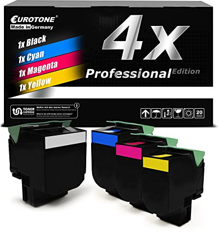 EuroPro XXL Toner im Set 4X kompatibel für Lexmark MC2325 MC2425 MC2535 MC2640 ersetzt C2320Y0 C2320M0 C2320C0 C2320K0 CMYK