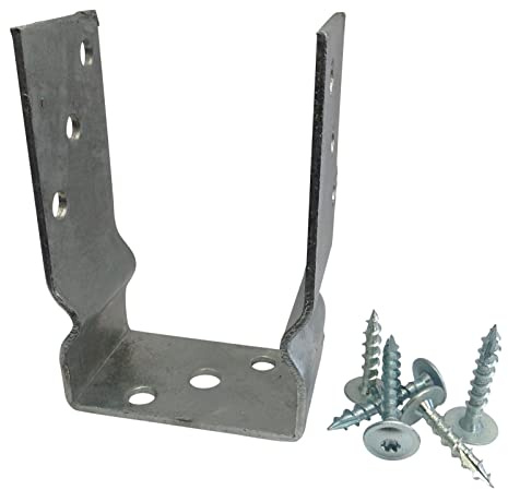 U-Pfostenträger feuerverzinkt mit Zulassung mit oder ohne Pfostenschrauben zur freien Wahl (U-Pfostenträger 91 mm | mit 6 Schrauben 8x50 mm)