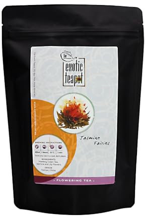 The Exotic Teapot - Jasmine Fairies Flowering Tea Pouch, 10 Blooms, Jasmine Flower Tea