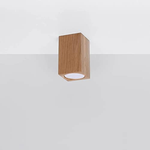 famlights Deckenstrahler Deckenspots & Aufbaustrahler Deckenspot Kale in Eiche 100mm Skandinavisch KEKE GU10 Holz Wohnzimmer Esszimmer | 1-flammig