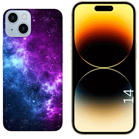 Generico Cover compatibile con Cover Apple iPhone 14 Nebulosa di Orione nello spazio Galassia blu e viola Rigido