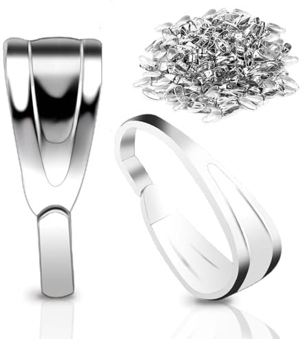 200 Pcs Pinch Bail for Jewelry Making, Pinch Bails for Pendants, Necklace, Pendant Clasps, Connectors, Clip for Necklace Dangle Charm DIY Craft Making, Silver, 3x7x2.7mm