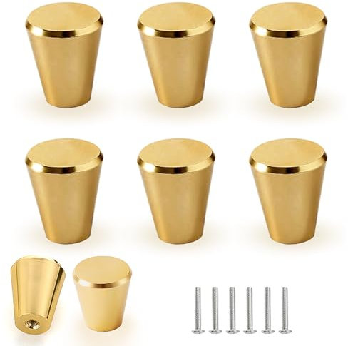 SSYR&P 6 Stück Möbelknöpfe,Matt-Gold Schubladenknopf,Schrankknopf,Küchengriffe,Möbelgriffe Edelstahl Schubladenknopf Kommode Türgriffe Küche Schrankknöpfe