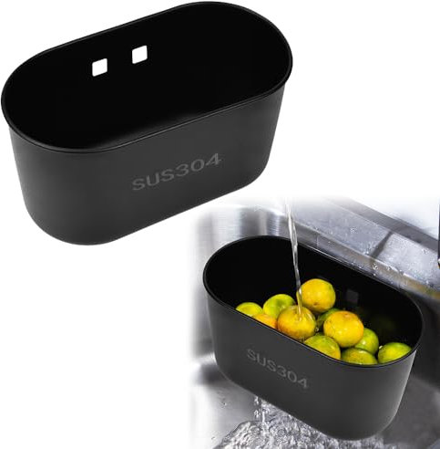 ADERTOS Cestas de Drenaje de Cocina, Rejilla de Drenaje para Esponja, Colador de Fregadero Multifunción, Colador de Cocina de Acero Inoxidable, Cesta de Drenaje para Verduras Frutas (18 * 10 * 9cm)