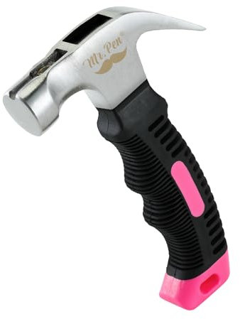 Mr. Pen- 8oz Pink Camping Hammer - Claw, Stubby, Tack, Magnetic, Small for Women & Men - Nail Hammer