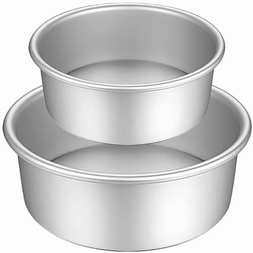 Moules à gâteaux ronds 2 pièces, moules à gâteaux antiadhésifs, moules à gâteaux profonds, aluminium anodisé avec base souple, pour anniversaire, mariage, 2 tailles (5“/7”)