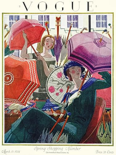 New York Puzzle Company - Vogue Magazine Painted Parasols - 1000 Piece Jigsaw Puzzle for Family Game Nights by Pierre Brissaud