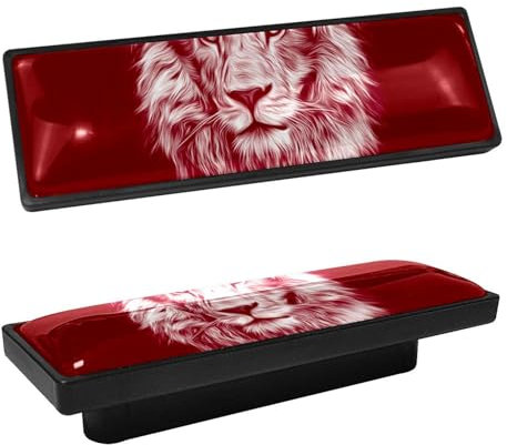 Lot de 4 boutons d'armoire rectangulaires en forme de lion peinture à l'huile pour armoire de cuisine, commode, tiroir pour porte de salle de bain