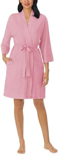 Nautica 100% Cotton 3/4 Sleeve Short Robes Kimono Bathrobe for Women