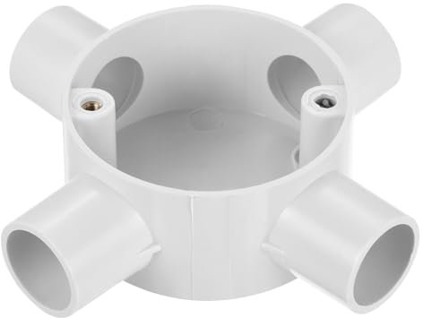 sourcing map PVC Conduit Box Junction Box (NO Cover) 4 Way 20mm M4 x 0.7 Waterproof for Electronic Projects