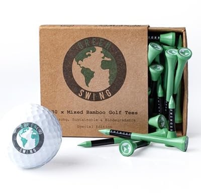 Green Swing Special Edition Mixed Box of 70mm & 38mm Bamboo Golf Tees | Strong Sustainable Biodegradable | The Perfect Pairing | 30pcs