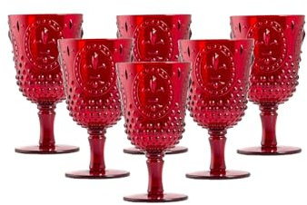 Bastilipo Prisma - Confezione da 6 pezzi Coppa 450 ml. MOD. FIORE DI LIS COLORE ROSSO. Coppa in policarbonato, riutilizzabile, senza BPA, 450 ml di capacità