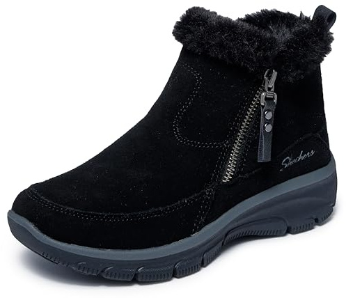 Skechers Women's Easy Going-Cool Zip Ankle Boot, Black, 5.5 UK Wide