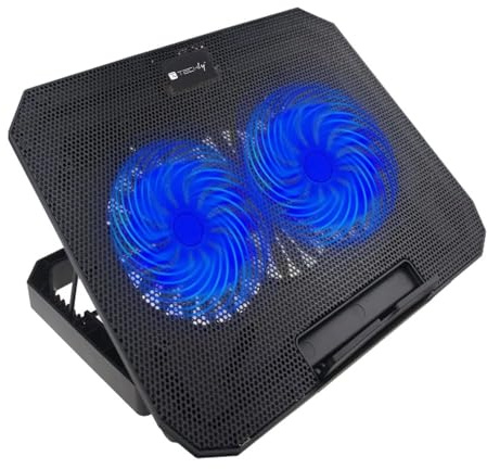 Techly 368734 Supporto per Notebook Fino a 17 con Sistema di Raffreddamento Nero