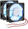 2Pcs 80mm/3.15inch for DC Fan 5V Computer Case Fan 80x80x25mm 2Pin 8025 Blue LED Power Cooling Fan DC Brushless Cooler Fan 8cm for PC Case CPU Brushless Axial Radiator Fan