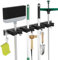 GARTOL Besenhalterung Wand, Gartengerätehalter, Wandhalterung mit 4 Halter und 5 Haken, Besenhalter Werkzeughalter Organizer für Garten Badezimmer Küche Zuhause