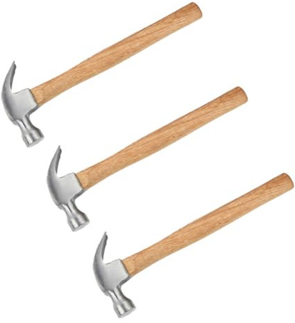 3 Pcs Claw Hammer, 250g 500g 750g Curved Claw Solid Steel Hammer with Wooden Grip for Tradesman DIY Enthusiast