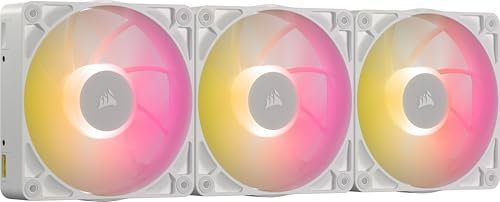 CORSAIR iCUE LINK RX120 MAX RGB 120mm PWM Ventilador Gruesos con iCUE LINK System Hub – Alta Presión Estática – Rodamiento Magnético de Cúpula – Paquete Triple – Blanco