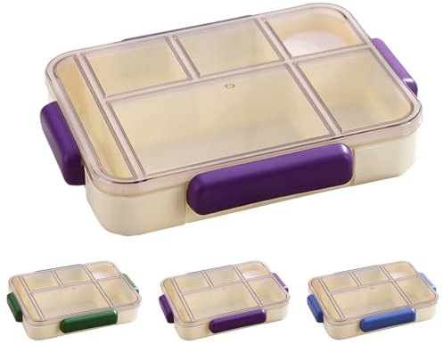 BRYN 1200 ML Bento Lunch Box Micro Ondable, Boite Repas avec Compartiments, Boite à Lunch avec Boîte à Sauce et Couverts pour Travail, Écoles, Camping et Fitness (Violet)