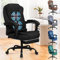 ALFORDSON Ergonomischer Bürostuhl mit Massagefunktion, Fußstütze und 150°-Neigung, Samt-Chefsessel mit SGS-Gasdruckfeder, drehbarer Gaming-Stuhl für Computer-, Leinen, Schwarz