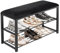 ZZINOKE 3-Etage Schuhregal, Schuhbank mit Gepolsterter Sitzfläche, Baumwolle, Schuhbank mit Stauraum für Eingangsbereich, Flur, Schlafzimmer, Tragfähigkeit bis 150 kg, 80 x 30 x 48 cm, Schwarz